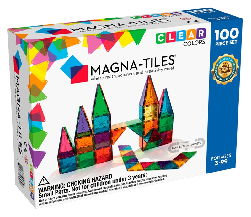 Magna-Tiles Byggemagneter, Clear Colors - 100 dele